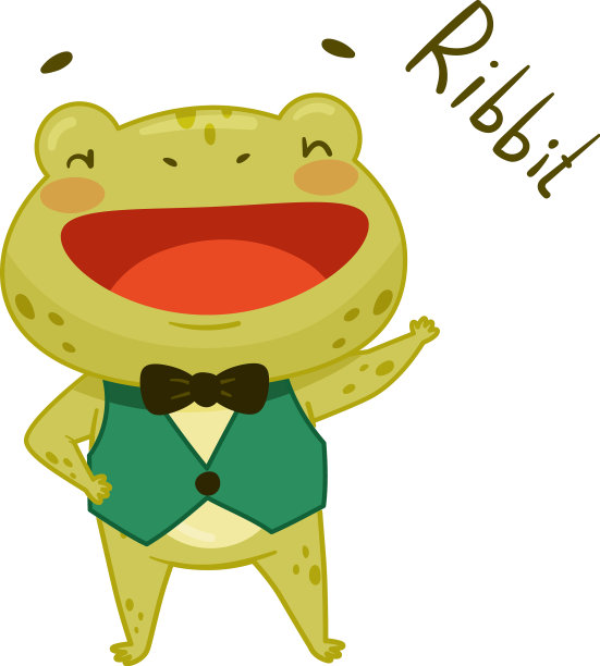 穿着背心和绿色领结的可爱青蛙先生图片下载