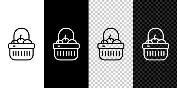 将线上购物篮和食品图标隔离图片下载