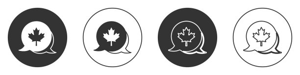 黑色加拿大枫叶图标孤立在白色图片下载