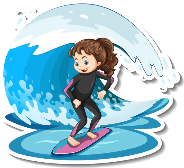 贴一个女孩站在冲浪板上的水图片下载