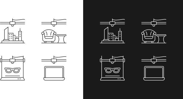 三维对象产生线性图标图片下载