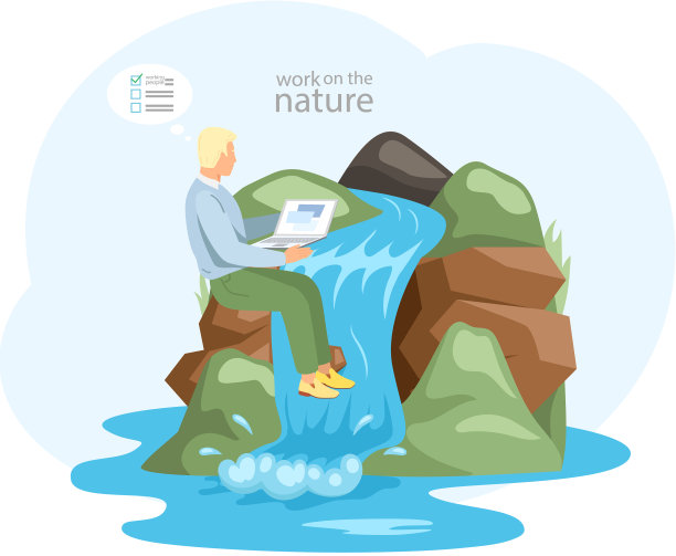 在户外远程使用电脑工作的人图片下载