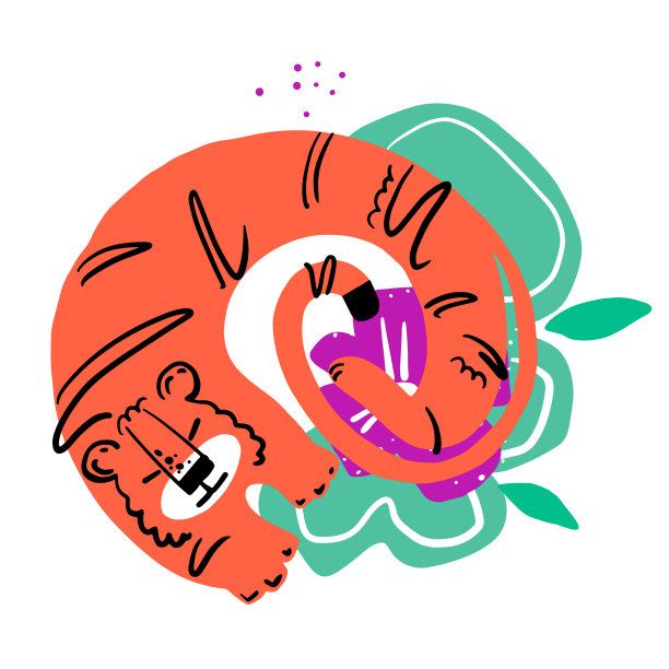 老虎躺在一片叶子上图片下载