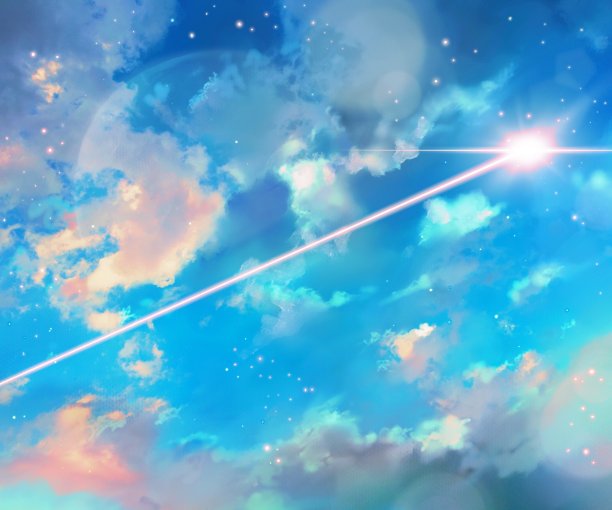 在繁星满天的夜晚，一颗发光的流星突然出现在夜空中，形成了一片奇妙的云海图片下载