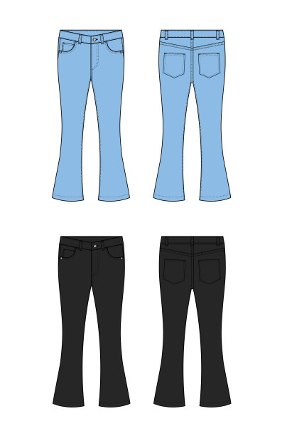 靴切牛仔裤裤子矢量模板插图集图片下载