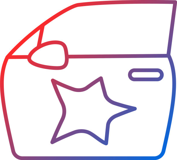 凹痕在汽车侧梯度线性图标图片下载