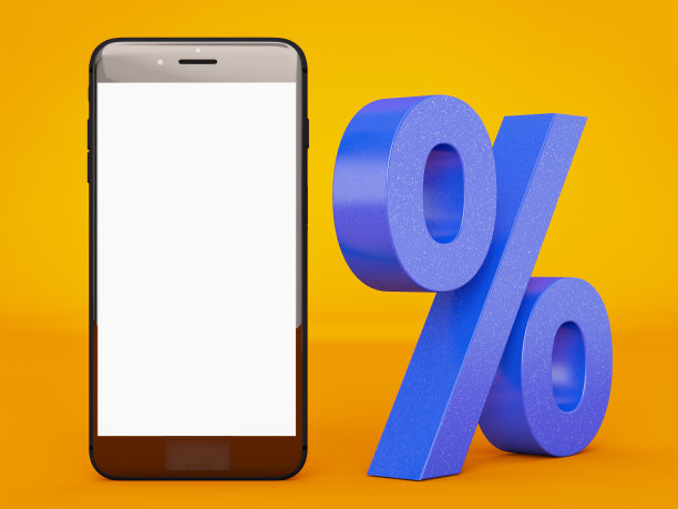 空白屏幕智能手机的百分比符号图片下载
