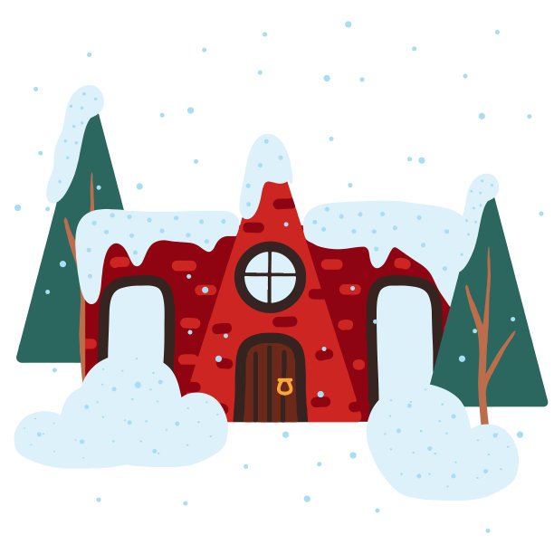 手绘的新年房子图片下载