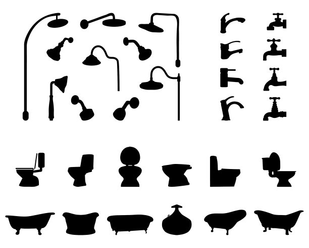 厕所设备的剪影图片下载
