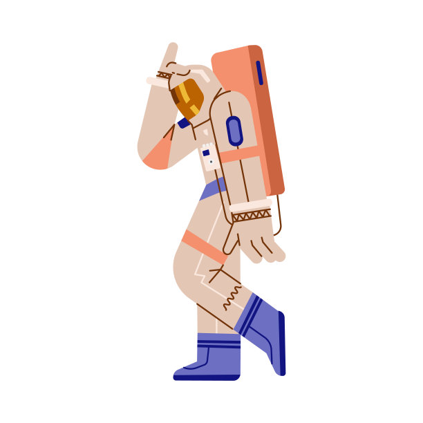 宇航员穿着宇航服在白色背景上的平面矢量中跳舞图片下载