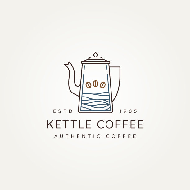 咖啡壶极简主义线条艺术标志图标图片下载