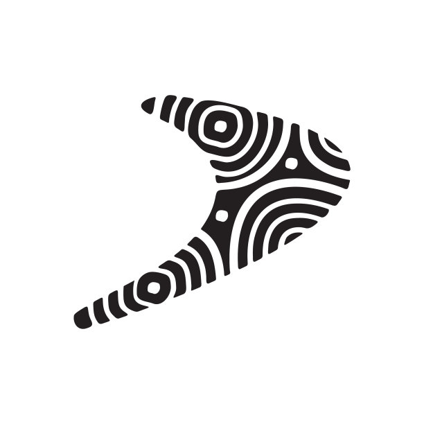 黑色回旋镖标志与土著图案图片下载