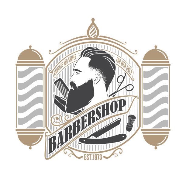 理发店标志设计理念与理发师杆图片下载