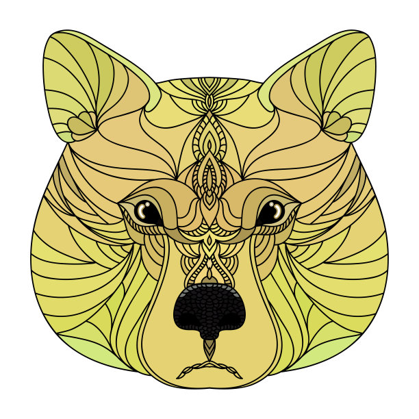 有趣的宠物。明亮的动物卡通可爱的符号。想象彩色动物脸图标T恤打印。图片下载