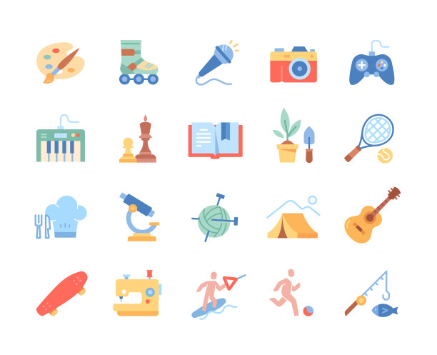 一套丰富多彩的图标与爱好图片下载