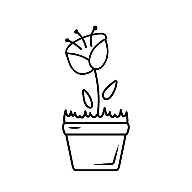 花瓶里的手绘花。家用植物素描风格。图片下载