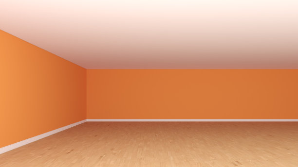 美丽的空房间角落没有家具，正面视图。室内概念图片下载