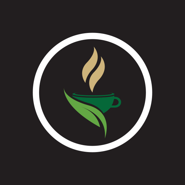 叶芽绿色有机茶杯叶标志图片下载