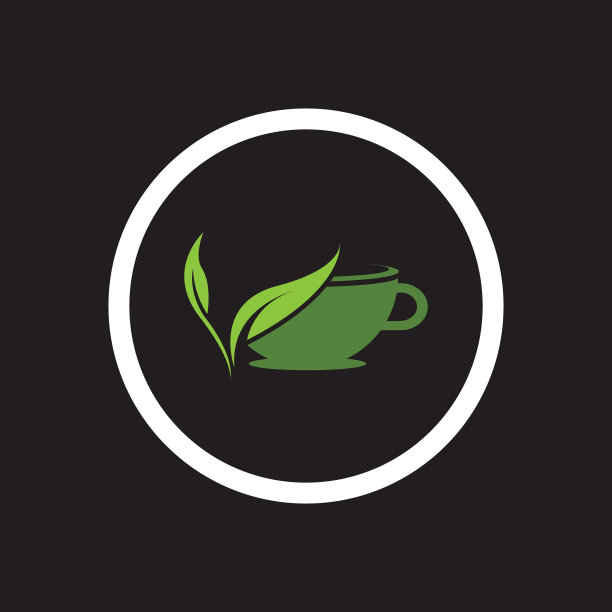 叶芽绿色有机茶杯叶标志图片下载