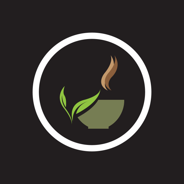 叶芽绿色有机茶杯叶标志图片下载