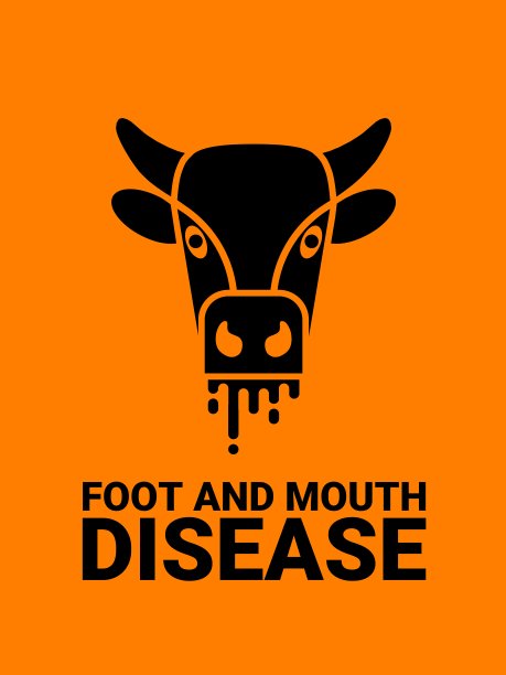 口蹄疫的征兆矢量插图。图片下载