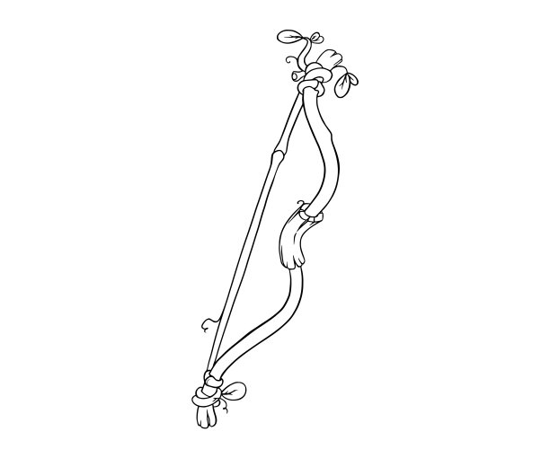 游戏用木制弓。随意弓的素描。矢量图图片下载