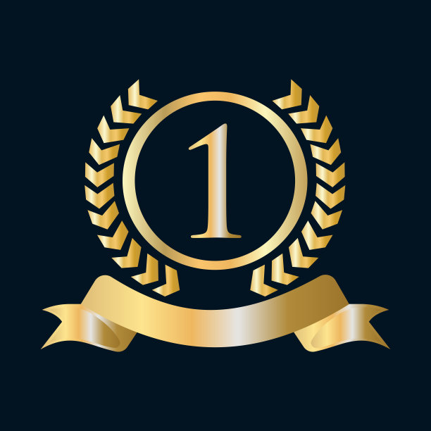 一周年庆典金色和黑色模板。豪华风格的黄金纹章徽章元素古董月桂矢量图片下载