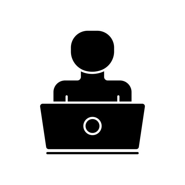 矢量图标的人与笔记本电脑。适合教育图标。固体图标风格，字形。简单的设计插图可编辑图片下载