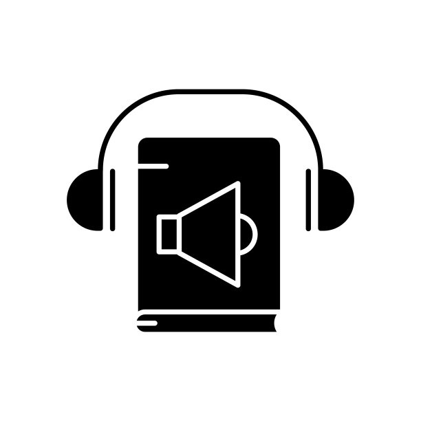 有声书图标矢量。书,扩音器,耳机。固体图标风格，字形。简单的设计插图可编辑图片下载