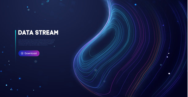 抽象紫色数据流。摘要数字背景云技术。大数据技术矢量图图片下载