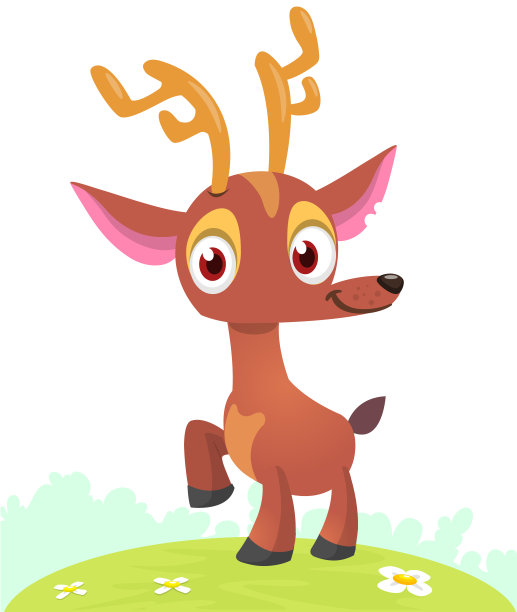 卡通圣诞驯鹿人物插图。向量孤立图片下载