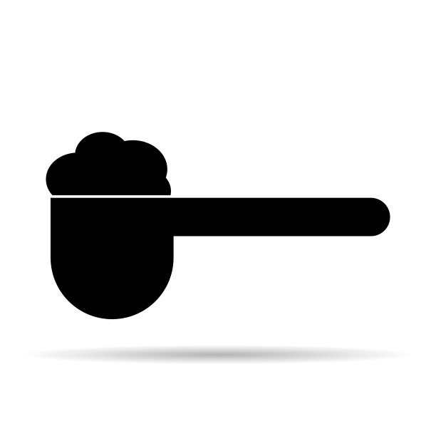 测量勺图标阴影，烹饪食品设计符号，烘焙产品矢量插图图片下载