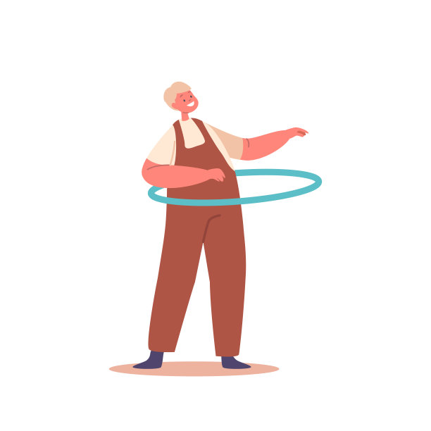 有趣的小男孩玩呼啦圈孤立在白色背景。婴儿性格扭曲和旋转环图片下载