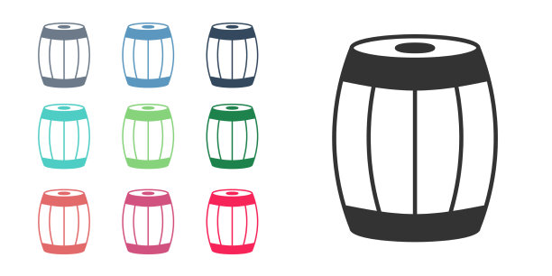 黑色木桶图标孤立在白色图片下载