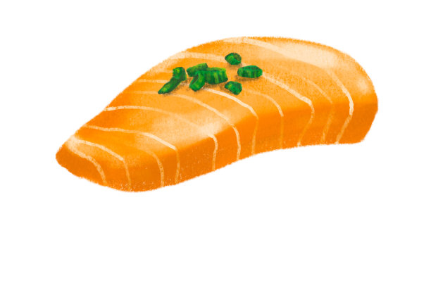 日本料理生鱼三文鱼生鱼片手绘插图画图片下载