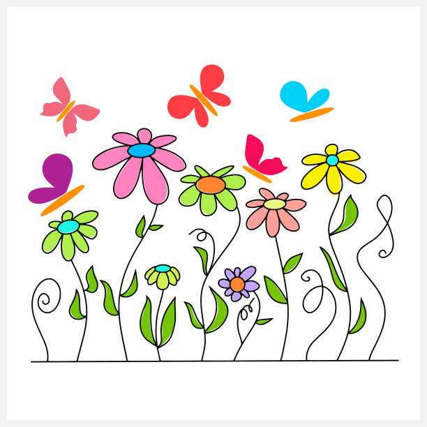 花与蝶分离。卡通矢量股票插图。每股收益10图片下载