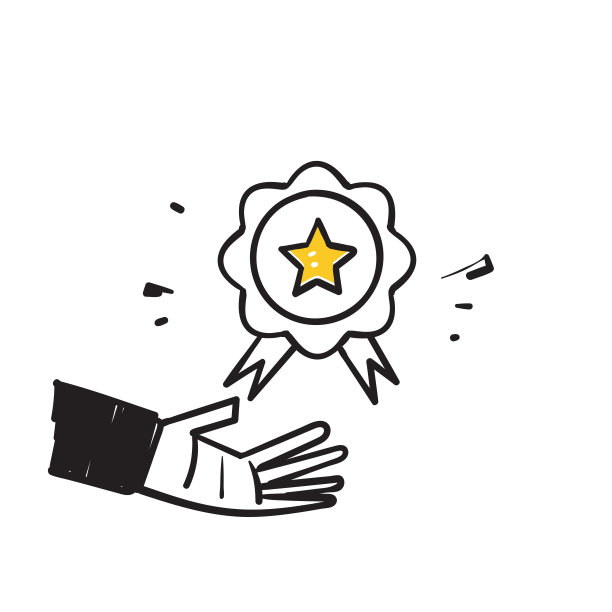 手绘涂鸦冠军奖章与星图图标图片下载