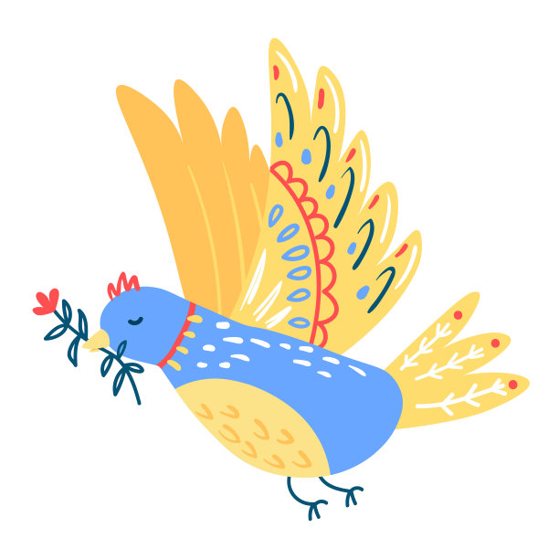 可爱的和平鸟和花枝图片下载