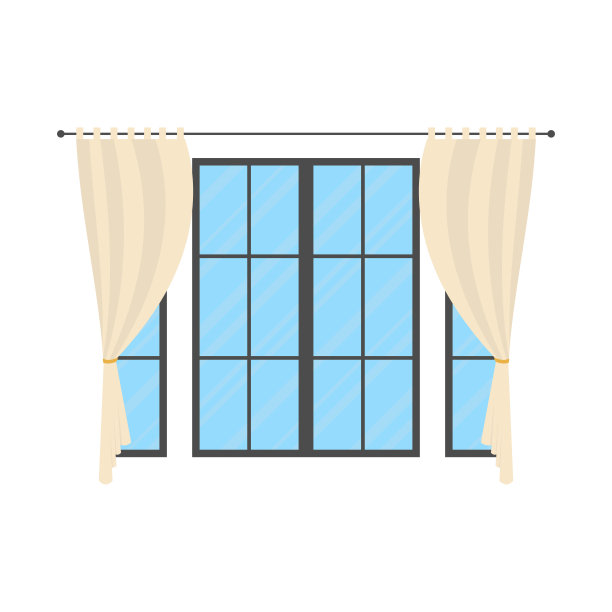 带百叶窗的全景窗。孤立的卡通风格。图片下载