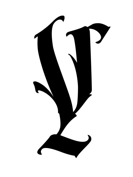 哥特式的字母Y。向量。旧的字母表。该符号被隔离在白色背景上。书法，中世纪拉丁字母。公司的标志。字母组合。一种优雅的纹身字体。图片下载