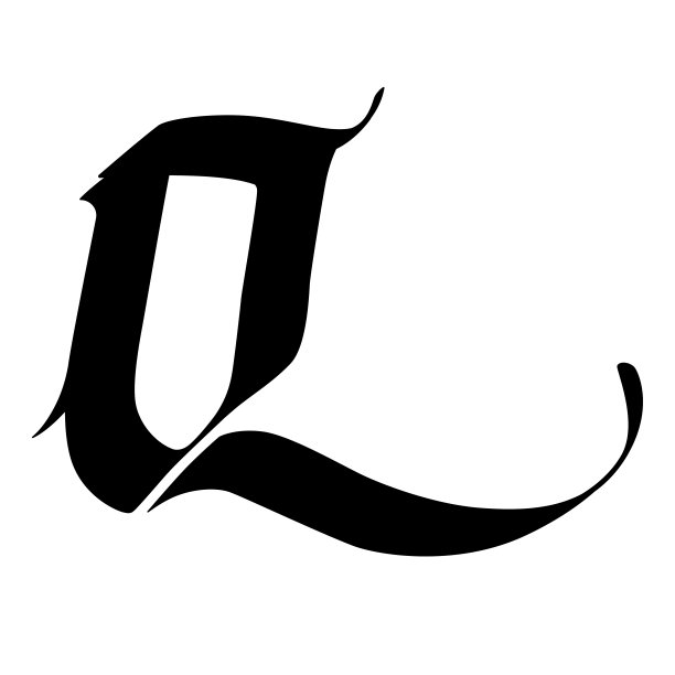 哥特风格的字母q向量。旧的字母表。该符号被隔离在白色背景上。书法，中世纪拉丁字母。公司的标志。字母组合。一种优雅的纹身字体。图片下载