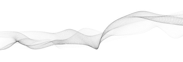 摘要动态平滑波。声波的概念。白色背景的未来主义粒子流。数字脉冲均衡器技术。矢量插图。图片下载