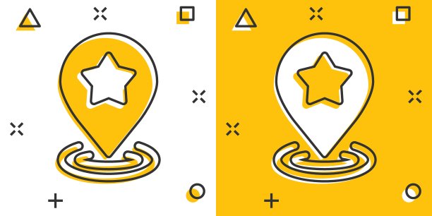 地图图钉图标在漫画风格。GPS导航卡通矢量插图白色孤立背景。定位喷溅效应经营理念。图片下载
