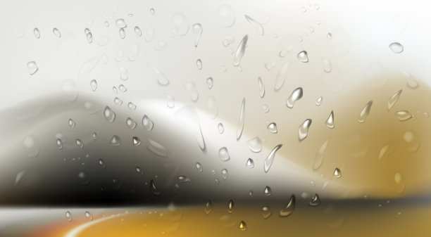 有雨滴的山地景观。图片下载