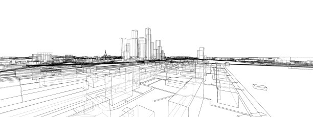 3d城市景观建筑和道路图片下载