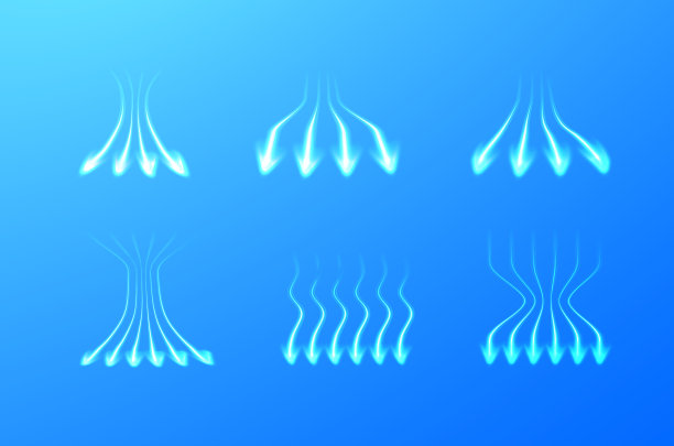 光线背景上的气流效应。箭头表示干净空气的运动。矢量插图漩涡新鲜空气图片下载