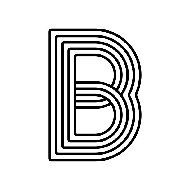 线性字母B现代图标。字母线和B草药缠绕设计。图片下载