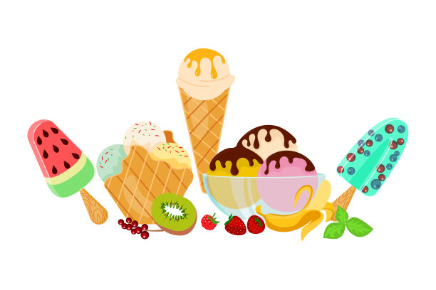 一捆草莓和水果冰棒图片下载