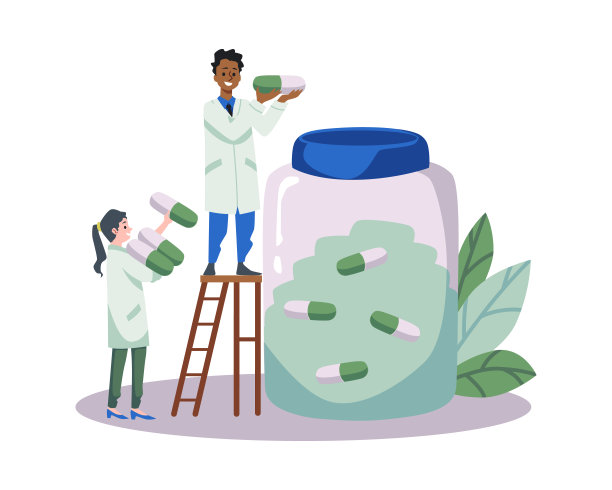 穿着医用袍的人物将药片放在扁平的透明玻璃罐中图片下载