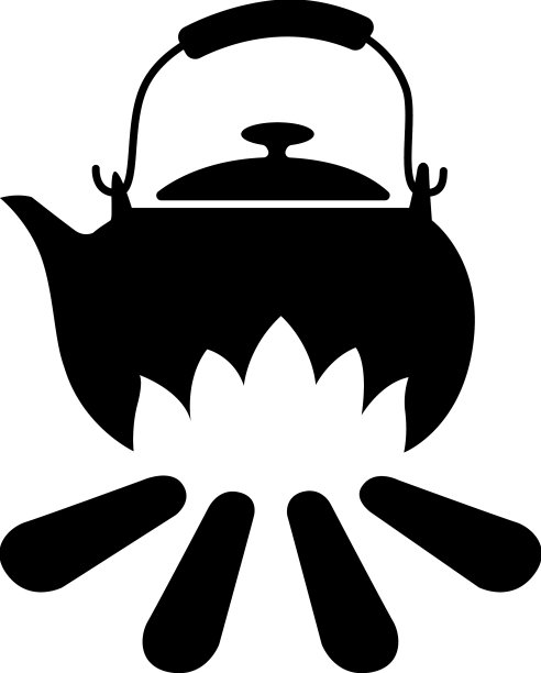 着火的水壶剪影图片下载